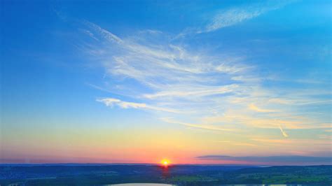 Ni16 Sunset Peace Land Sky Blue Nature Summer Flare Wallpaper