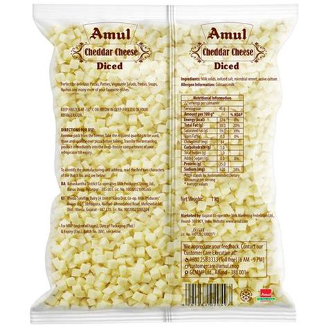 Buy Amul Cheese Cheddar Diced 1 Kg Online At Best Price Of Rs 529