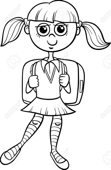 Clipart Girl At School Black And White 20 Free Cliparts