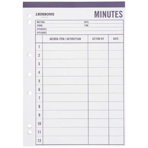 Jburrows A4 Undated Minutes Pad 50 Sheet Officeworks