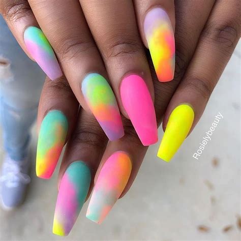 Neon Rainbow Acrylic Nails Workbmebakes
