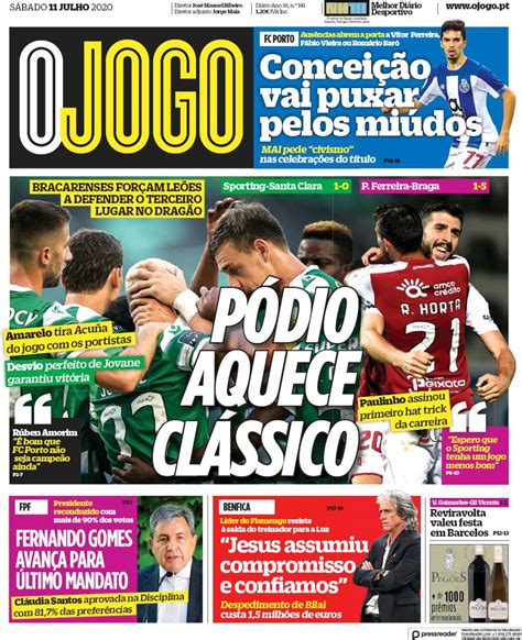 Check spelling or type a new query. Capa Jornal O Jogo - 11 julho 2020 - capasjornais.pt