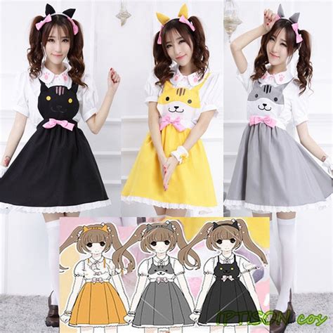 Women Cat Sweet Lolita Dress Game Cosplay Costume Girls Cat Backyard