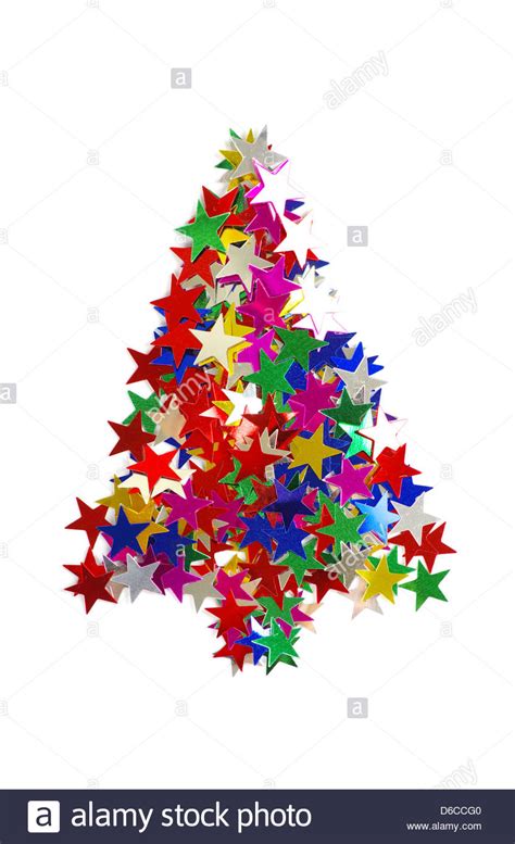 Christmas Tree Composed Of Colored Stars Stock Photo Alamy