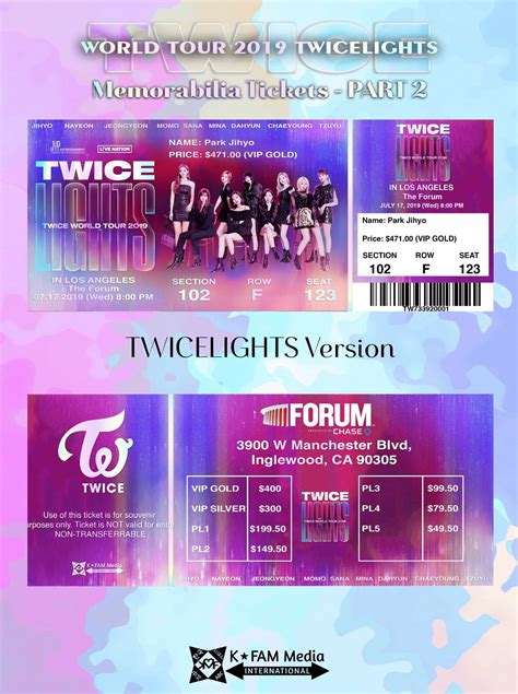 Twice World Tour 2019 Twicelights Customized Tickets Etsy Concert