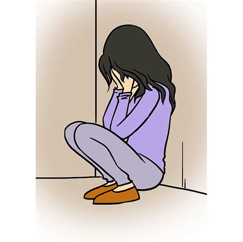 Girl Crying In Corner Drawing
