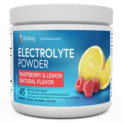 Dr Bergs Electrolyte Powder With 13x Potassium Raspberry Lemon 45