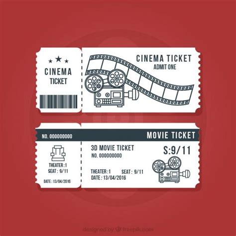 vintage cinema  set vector   ticket