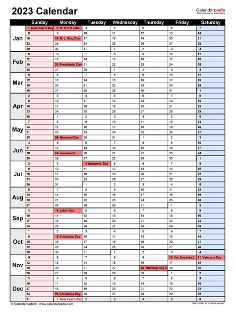 Word Calendar 2023 Printable Template Calendar
