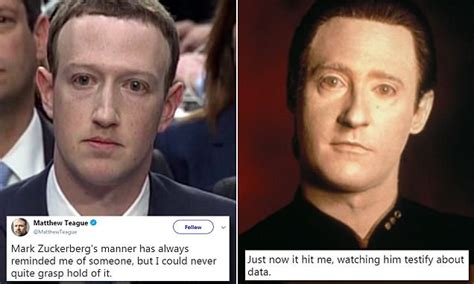I think the biopic about him that he didn't exactly love is probably more true than he would want others to think. Twitter users compare Mark Zuckerberg to Star Trek character | Daily Mail Online