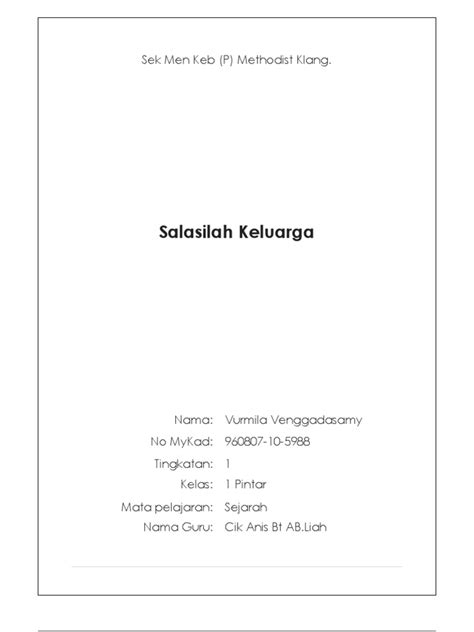Contoh folio keluarga saya darjah 4 contoh red. Contoh Folio Sejarah Tahun 4 Keluarga Saya