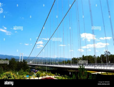 Aerial View Of The Longjiang Bridge Connecting The Cities Of Baoshan
