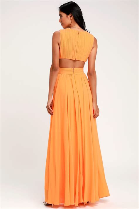 Vivid Imagination Bright Orange Cutout Maxi Dress Cutout Maxi Dress