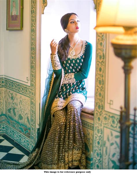 Buy Bollywood Sabyasachi Mukherjee Inspired Green Silk Wedding Sharara Suit From India