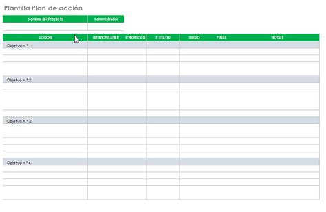 Plan De Acción Descargar Plantilla En Excel Siempre Excel