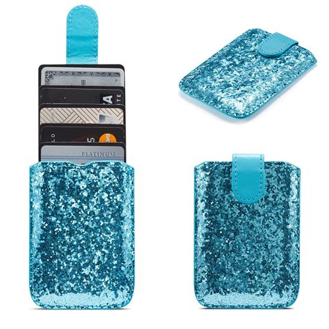 Dteck Phone Card Holder Rfid Blocking Minimalist Wallet Bling Glitter