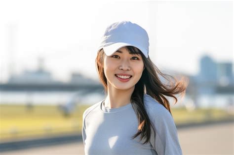 Premium Photo Smiling Asian Woman Wearing Hat