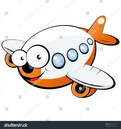 Funny Cartoon Plane Stock Vector Illustration 55284757