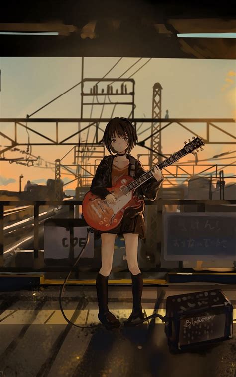 Wallpaper Anime Guitar Art Girl Musician Electric Guitar Guitar Art