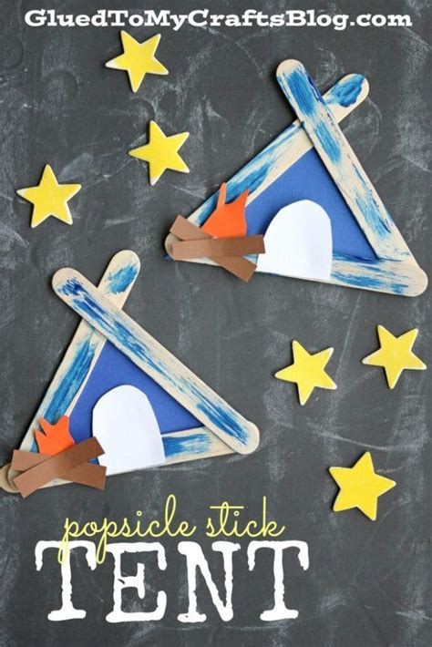 Popsicle Stick Tent Camping Kid Craft Idea For Summer Camping