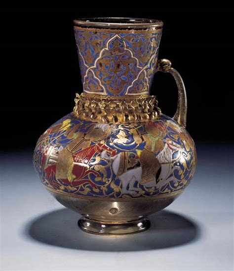 A Mamluk Enamelled Glass And Gilded Clear Glass Jug