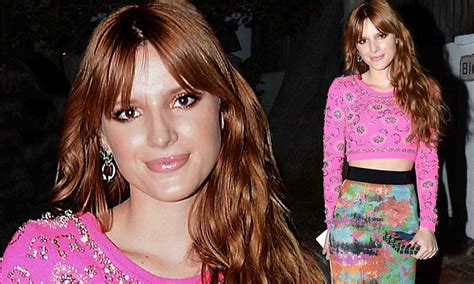 bella thorne in midriff baring pink top for nylon magazine party daily mail online