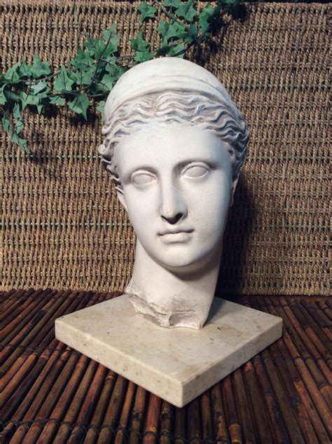 Vintage Plaster Aphrodite Head On Marble Base Greek Etsy Sculpture