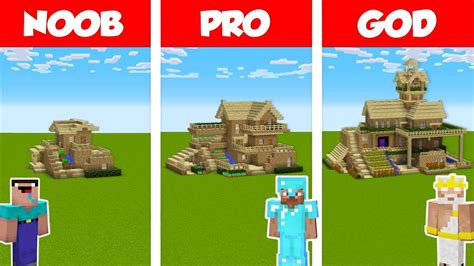 Minecraft Noob Vs Pro Vs God Survival House Build Challenge In