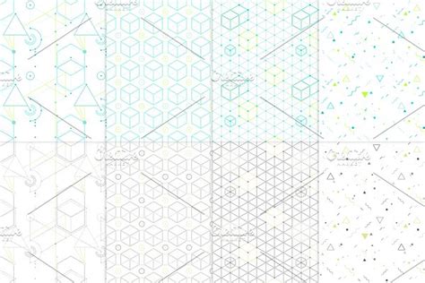 8 Isometric Seamless Patterns Pre Designed Photoshop Graphics