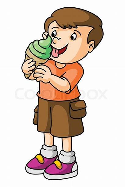 Ice Cream Clipart Eat Boy Lick Cartoon