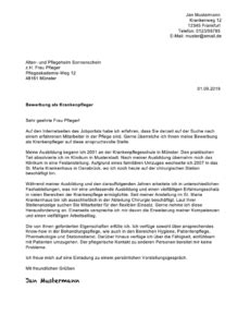 Das anschreiben für die bewerbung als krankenschwester soll eine zentrale kernaussage enthalten: ᐅ Bewerbungsschreiben Krankenpfleger / -pflegerin ...