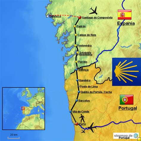 Stepmap Camino De Portugues P1 Tour Map Landkarte Für Portugal