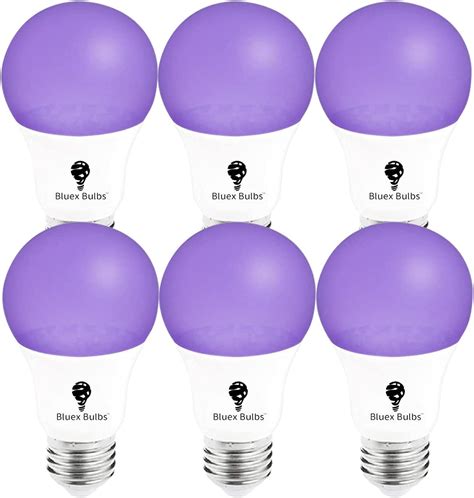 Bluex Bulbs 6 Pack Led Black Light Bulb 9w A19 E26 Blacklight Bulb