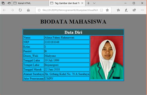 Buat Biodata Dengan Tabel Lewat Html Yukk