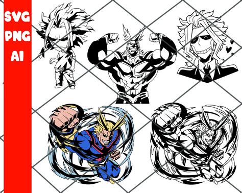 All Might Svgpng Files Hero Academiamha Animebnha Etsy