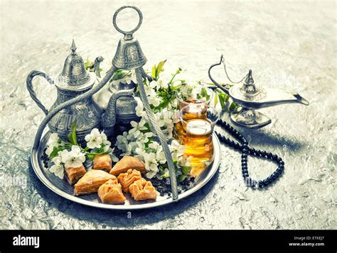 Islamic Holidays Food With Decoration Ramadan Kareem Eid Mubarak