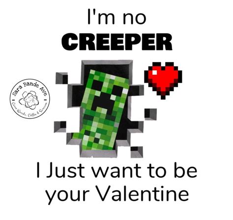 Minecraft Creeper Creeper Valentine Minecraft Valentine Etsy