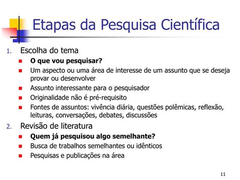 Uma Pesquisa Científica Apresenta Diferentes Etapas
