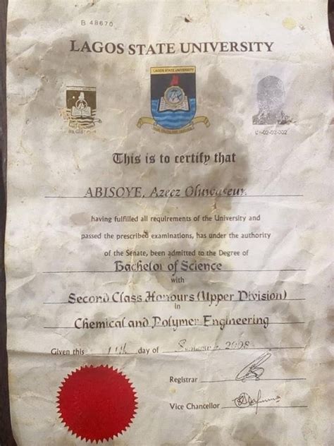 Lasu Graduate’s Original Certificate Found At A Suya Spot Photo Yabaleftonline
