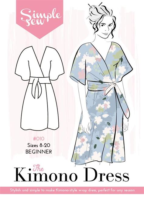 pdf simple sew kimono dress sewing pattern capsule collection uk 8 20
