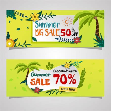 Social Media Summer Sale Banner Tropical Vibe Design Vector Premium
