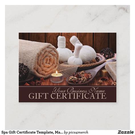 Spa Gift Certificate Template Massage Gift Cards Zazzle Com In