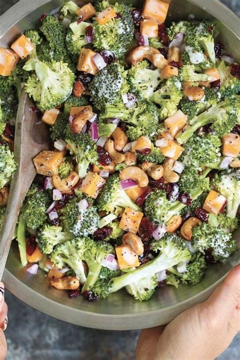Creamy Broccoli Salad With Cashews Hunks Of Cheddar Cheese And The