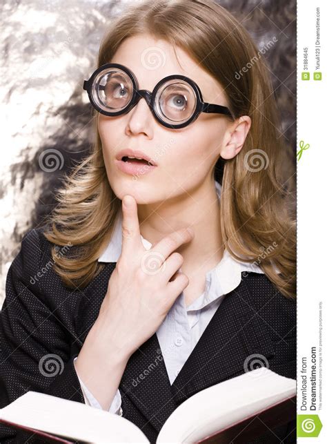 Beauty Girl With Book And Glasses Stock Image Image Of Lady Couch