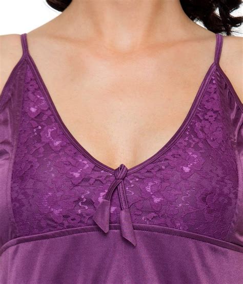 Buy For She Purple Poly Satin Nighty Online At Best Prices In India Snapdeal