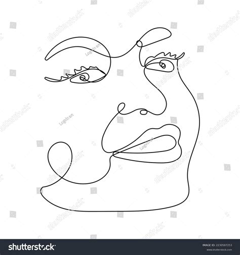 Continuous One Line Drawing Woman Face Stock Vector Royalty Free 2230587253 Shutterstock