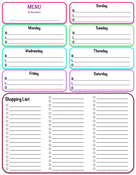 There is a basic grocery list and different versions for those with pets and/or a baby. Menu & Grocery Printables