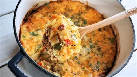 I doubled the eggs to 8 and reduced the milk to 1.5 cups. Mountain Man Breakfast - Sausage, Bacon, Potato, Egg & Cheese Casserole | Recipe book