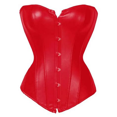 Red Leather Corset Sexy Corsets And Bustiers Girdle Corselet Waist