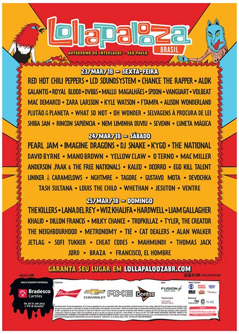 Lollapalooza brasil is already consolidated as the most innovative festival in são paulo and the 2018 campaign represent развернуть. line-up-lollapalooza-2018-dias - Image PNG